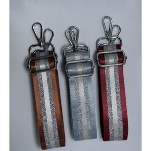 Blue Red Brown w/Silver Stripe Adjustable Replacement Purse Crossbody Straps